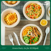 12 oz / 16 oz Wide Sides Leak - Resistant Sugarcane Compostable Bowls｜BPI Certified, PFAS - Free - ECOlipak