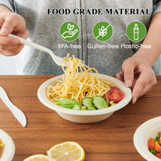 12 oz / 16 oz Wide Sides Leak - Resistant Sugarcane Compostable Bowls｜BPI Certified, PFAS - Free - ECOlipak