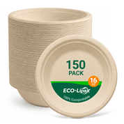 12 oz / 16 oz Wide Sides Leak-Resistant Sugarcane Compostable Bowls｜PFAS-Free, BPA-Free - ECO-Lipak