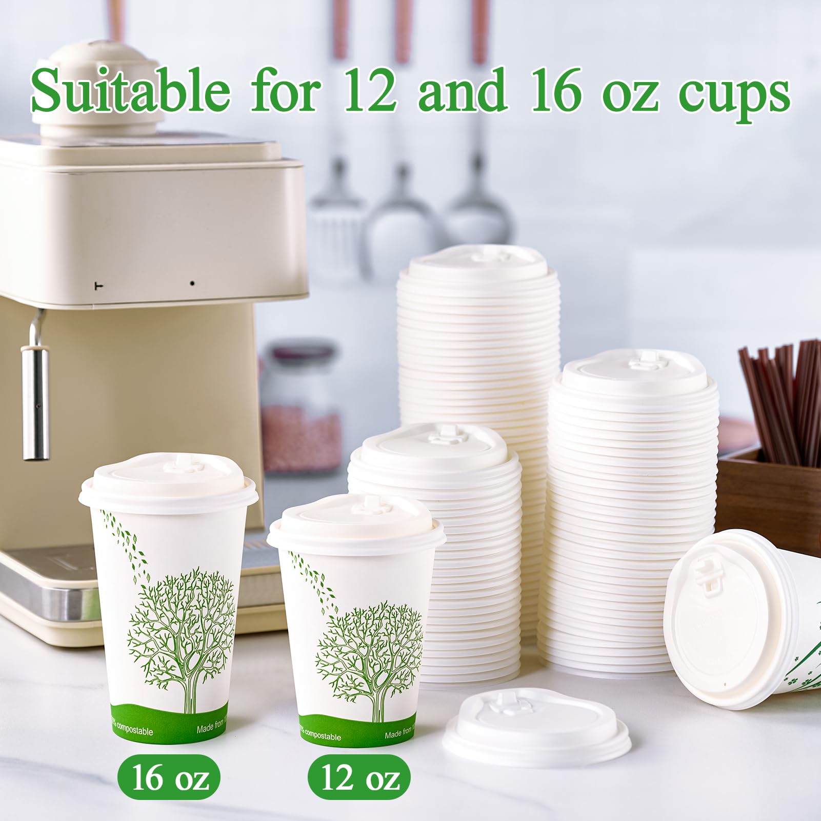 12 oz Multi - Purpose Paper Compostable Cups & CPLA Lids｜Eco - Friendly, BPA - Free - ECOlipak