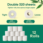12 rolls 3 - ply Lint - Free Absorbent Tree - Free Bamboo Toilet Paper | PFAS - Free, Non - Toxic - ECOlipak