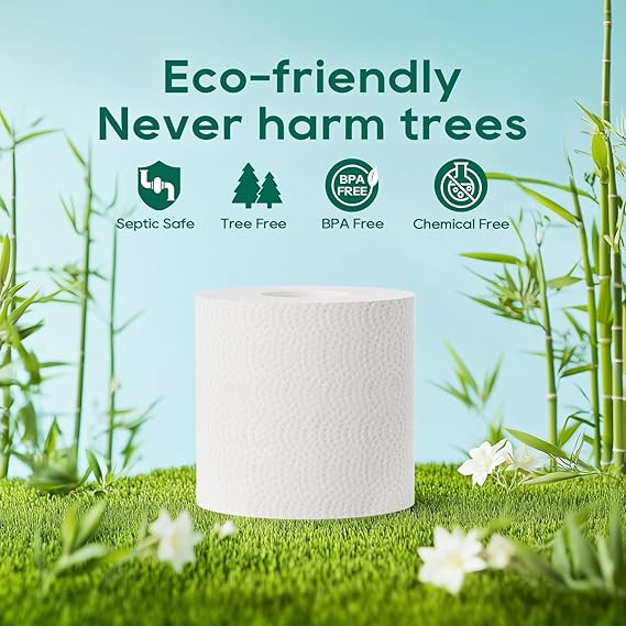 12 rolls 3 - ply Lint - Free Absorbent Tree - Free Bamboo Toilet Paper | PFAS - Free, Non - Toxic - ECOlipak