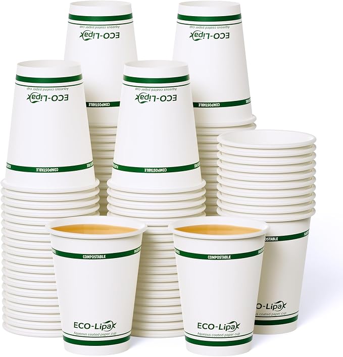 Vasos Compostables Ecológicos para Bebidas Calientes｜Sin BPA, Sin Plástico