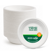 Bols Compostables en Canne à Sucre Anti-Fuite à Bords Larges 12 oz / 16 oz｜Certifiés BPI, Sans PFAS