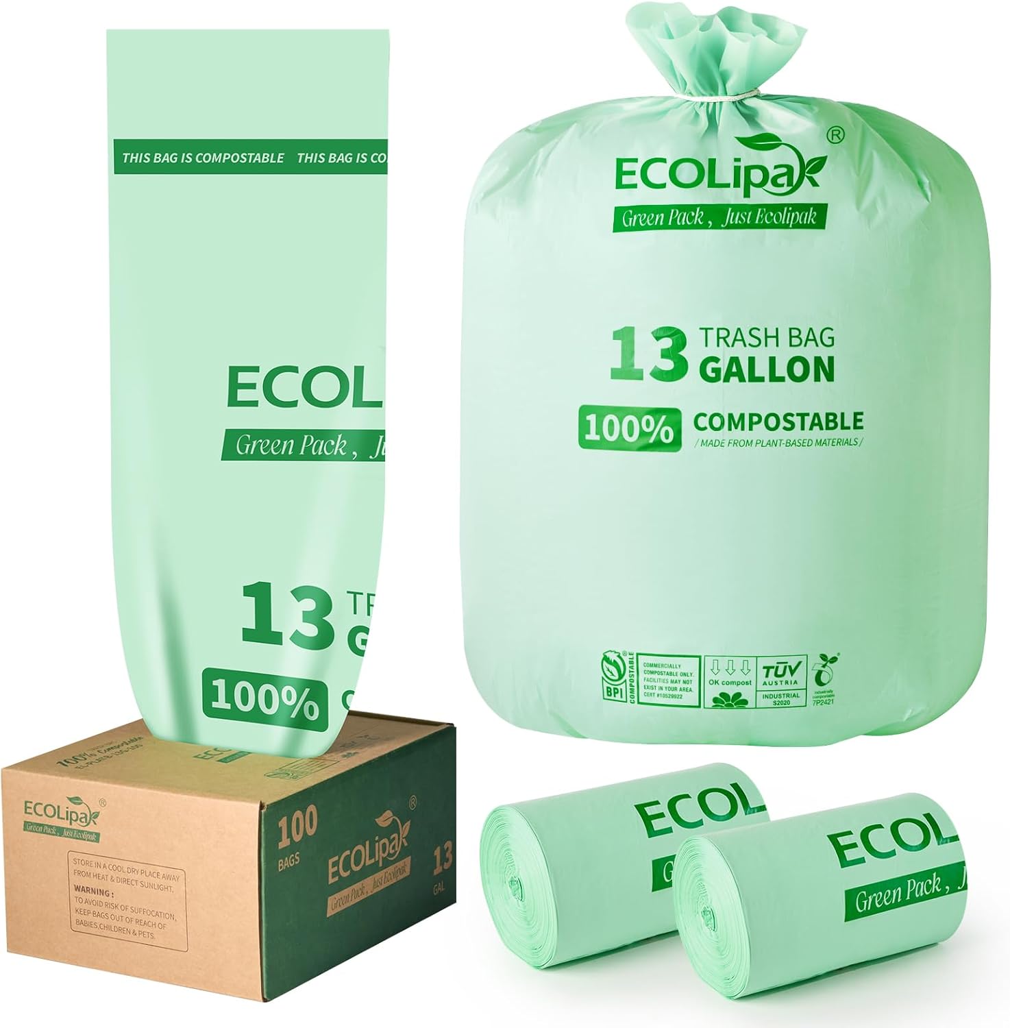 plant based plastic biodegradable Compostable Trash Bags | Plant-Based, Heavy-Duty