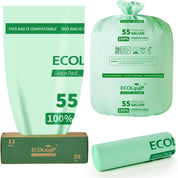 13/33/55 Gallon Heavy - Duty Durable Compostable Trash Bags for Kitchen, Office & Lawn, Yard｜BPI Certified, OK Compost - ECOlipak