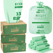 13/33/55 Gallon Heavy - Duty Durable Compostable Trash Bags for Kitchen, Office & Lawn, Yard｜BPI Certified, OK Compost - ECOlipak