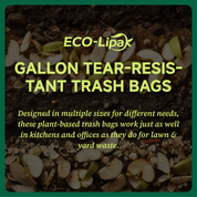 13/33/55 Gallon Tear - Resistant PLA Compostable Trash Bags for Kitchen, Office & Lawn, Yard｜BPI Certified, OK Compost - ECO - Lipak
