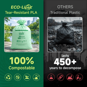 13/33/55 Gallon Tear - Resistant PLA Compostable Trash Bags for Kitchen, Office & Lawn, Yard｜BPI Certified, OK Compost - ECO - Lipak