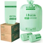 13/33/55 Gallon Tear - Resistant PLA Compostable Trash Bags for Kitchen, Office & Lawn, Yard｜BPI Certified, OK Compost - ECO - Lipak
