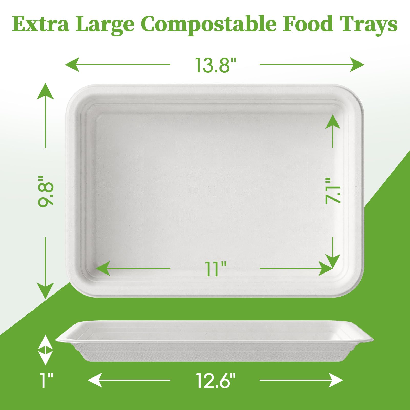 14 in Disposable Cutting - Resistant Compostable Trays｜BPI Certified, PFAS - Free - ECOlipak