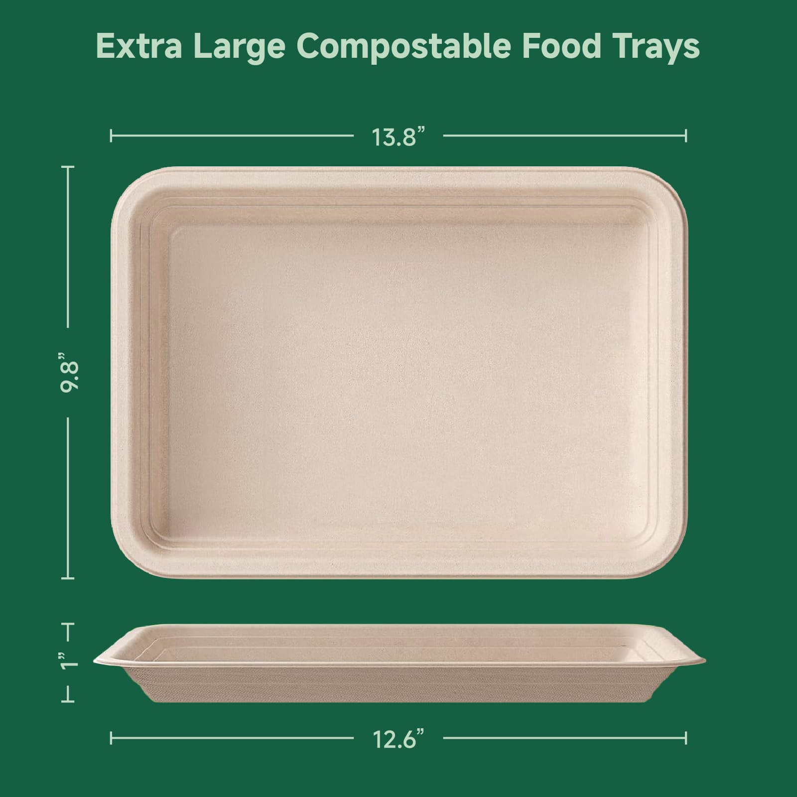 14 in Disposable Cutting - Resistant Compostable Trays｜BPI Certified, PFAS - Free - ECOlipak