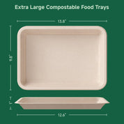 14 in Disposable Cutting - Resistant Compostable Trays｜BPI Certified, PFAS - Free - ECOlipak