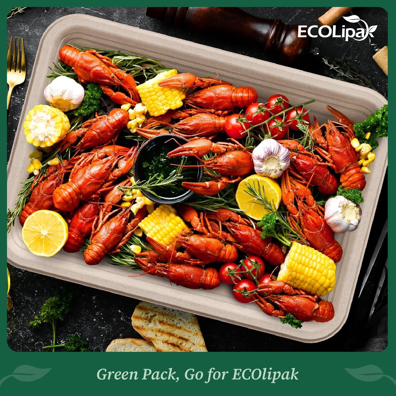 14 in Disposable Cutting - Resistant Compostable Trays｜BPI Certified, PFAS - Free - ECOlipak