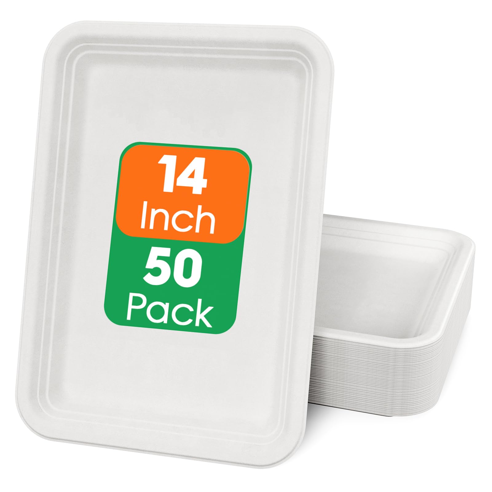 14 in Disposable Cutting - Resistant Compostable Trays｜BPI Certified, PFAS - Free - ECOlipak