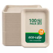 14 in Disposable Cutting-Resistant Compostable Trays｜BPI Certified, PFAS-Free, BPA-Free - ECO-Lipak