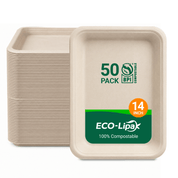 14 in Disposable Cutting-Resistant Compostable Trays｜BPI Certified, PFAS-Free, BPA-Free - ECO-Lipak