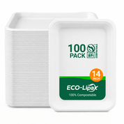 14 in Disposable Cutting-Resistant Compostable Trays｜BPI Certified, PFAS-Free, BPA-Free - ECO-Lipak