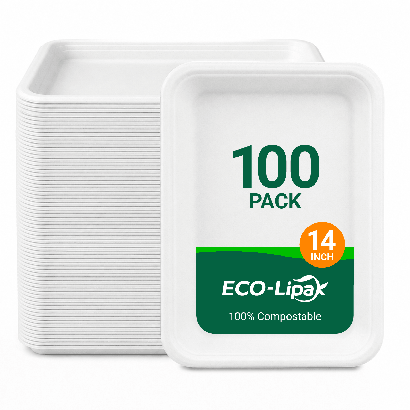 14 in Disposable Cutting-Resistant Compostable Trays｜PFAS-Free, BPA-Free - ECO-Lipak