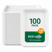 14 in Disposable Cutting-Resistant Compostable Trays｜PFAS-Free, BPA-Free - ECO-Lipak