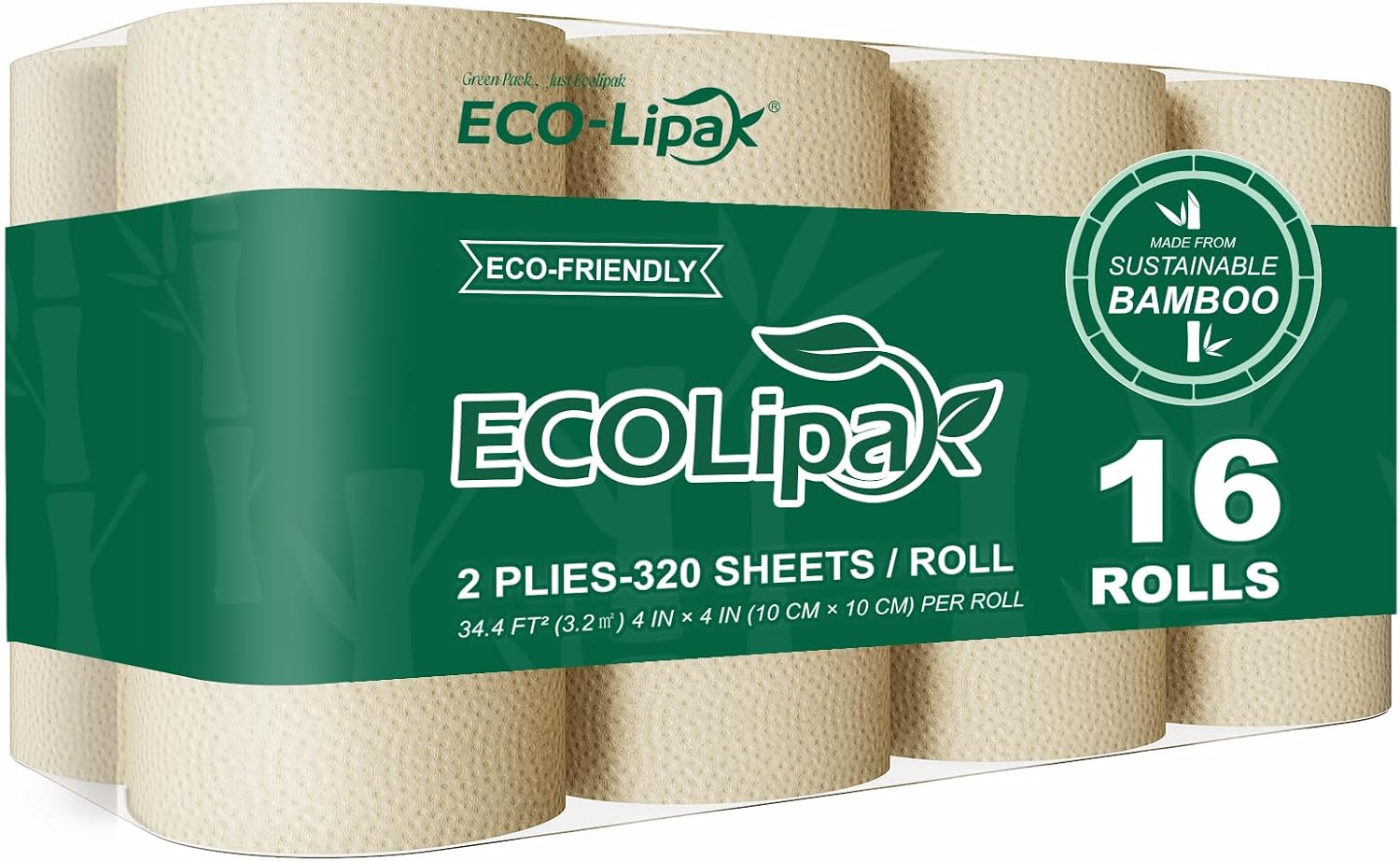2-Ply Lint-Free Absorbent Natural Bamboo Toilet Paper | Septic-Safe, Non-Toxic