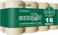 12 rouleaux de papier toilette en bambou sans arbre, absorbant, sans peluches, 3 épaisseurs | Sans PFAS, non toxique - 12/boîte