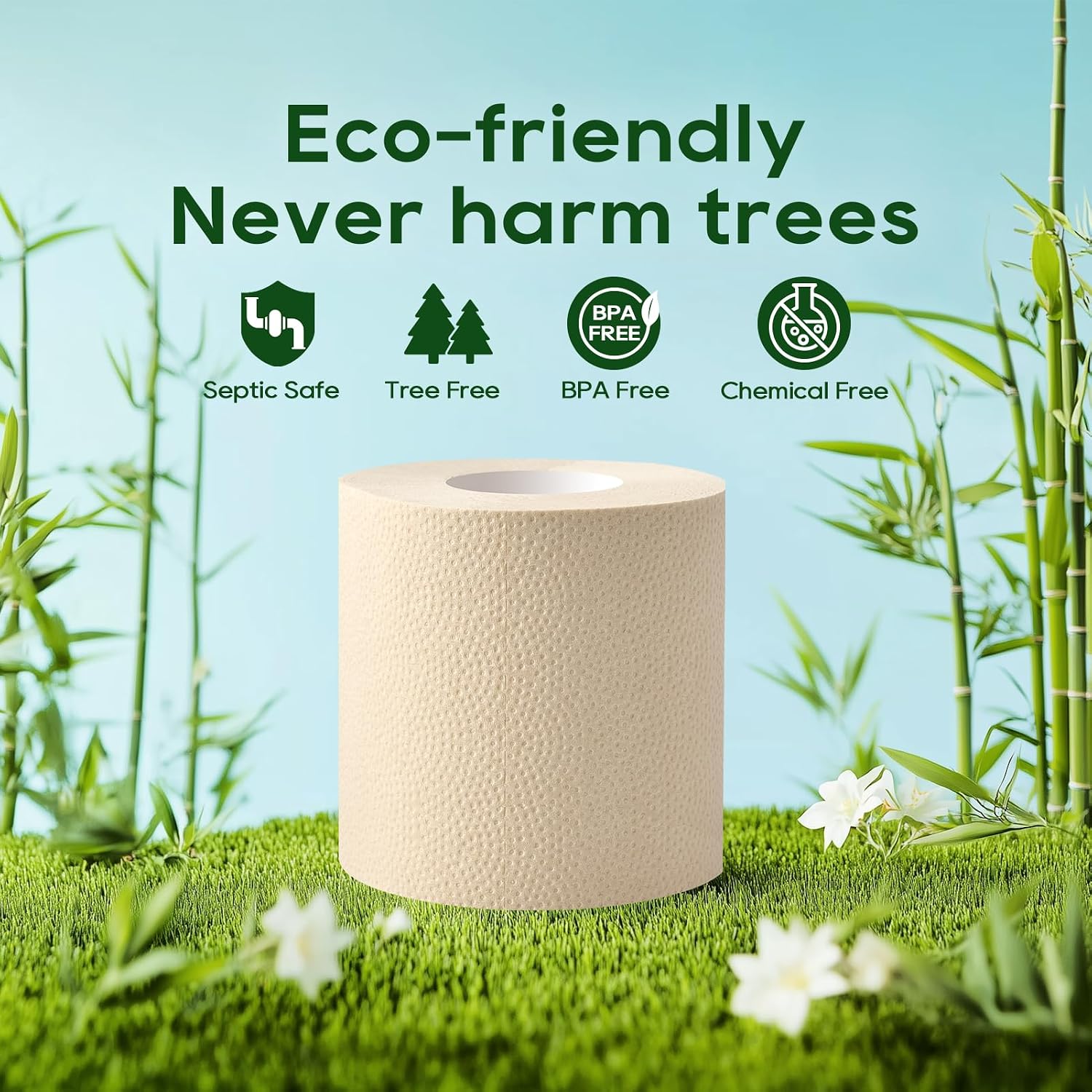 2-Ply Lint-Free Absorbent Natural Bamboo Toilet Paper | Septic-Safe, Non-Toxic - ECO-Lipak