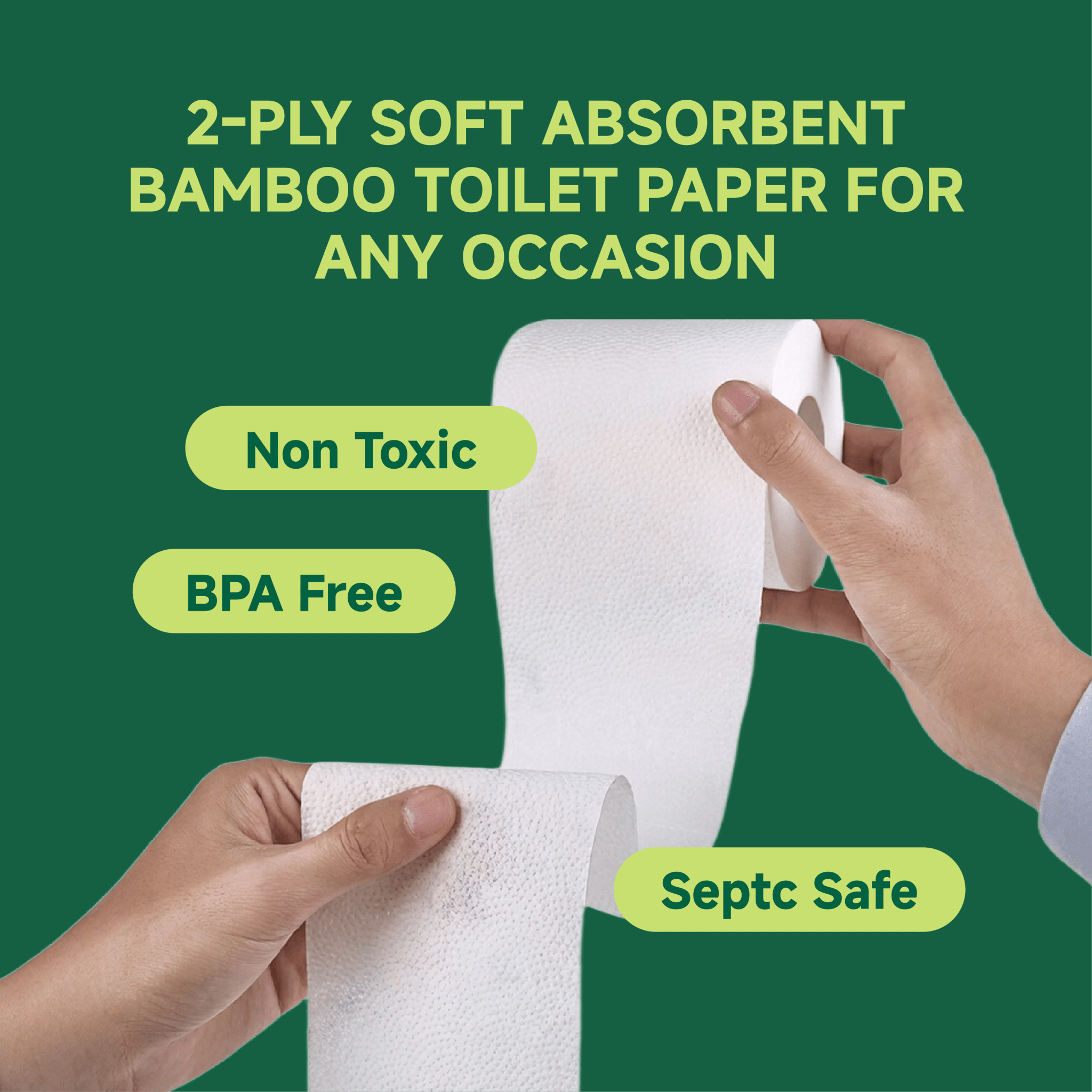 2 - ply Soft Absorbent Bamboo Toilet Paper | PFAS - Free, Chemical - Free - ECO - Lipak