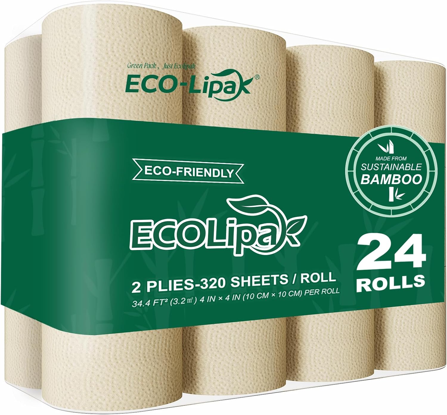 2-Ply Lint-Free Absorbent Natural Bamboo Toilet Paper | Septic-Safe, Non-Toxic