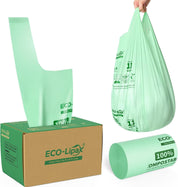 2.6/13 Gallon Easy-Tie Compostable Trash Bags with Handles for Countertop Bins & Pet Mess Cleanup｜BPI Certified, OK Compost - ECO-Lipak