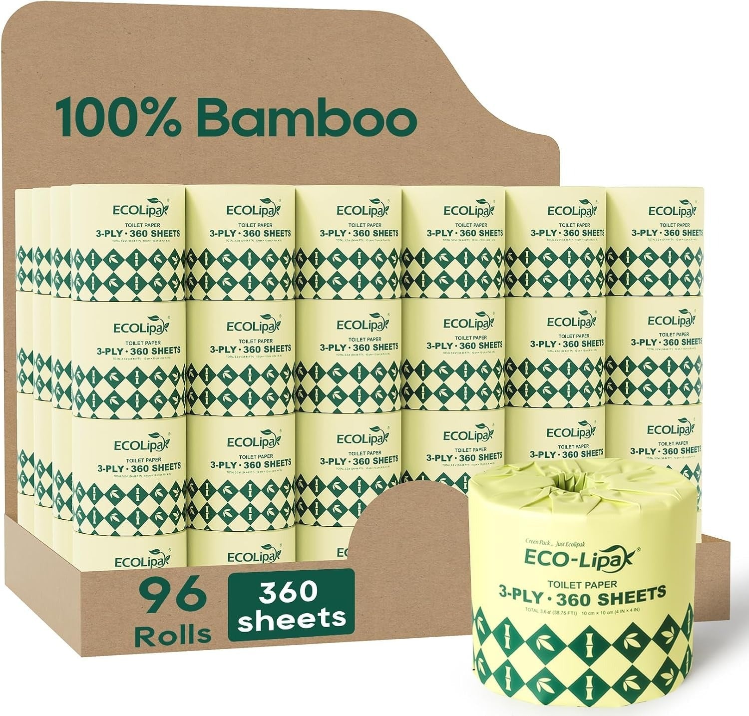 3-ply Lint-Free Absorbent Tree-Free Bamboo Toilet Paper | PFAS-Free, Non-Toxic - ECO-Lipak