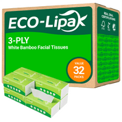 3 - Ply White Bamboo Facial Tissues | Soft, Hypoallergenic & Tree - Free - ECOlipak