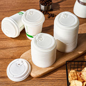 3.15 in Disposable Leak - Proof CPLA Cup Lid｜8oz Fit, Compostable - ECO - Lipak
