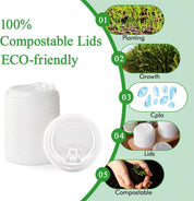 3.15 in Disposable Leak - Proof CPLA Cup Lid｜8oz Fit, Compostable - ECO - Lipak