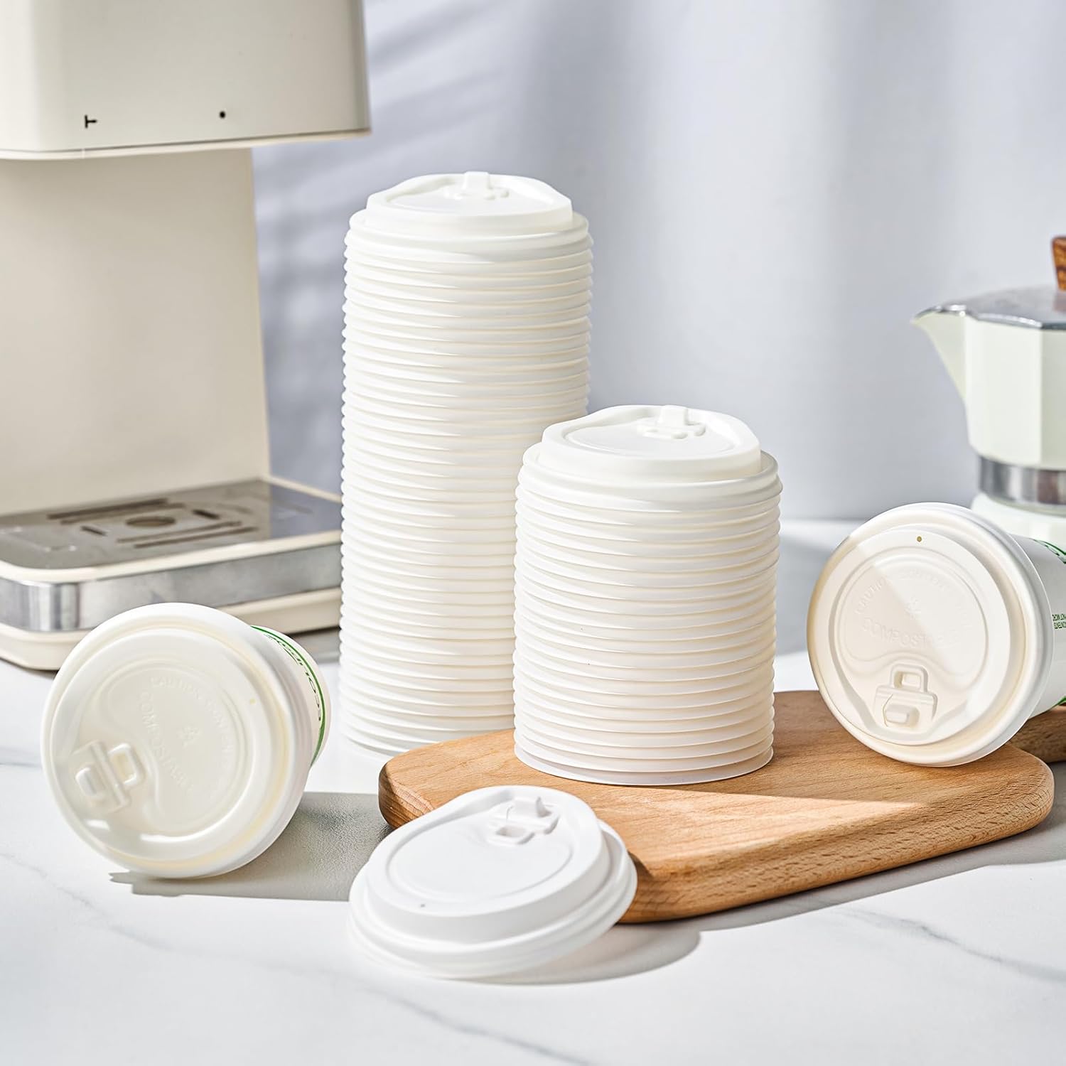 3.15 in Disposable Leak - Proof CPLA Cup Lid｜8oz Fit, Compostable - ECO - Lipak