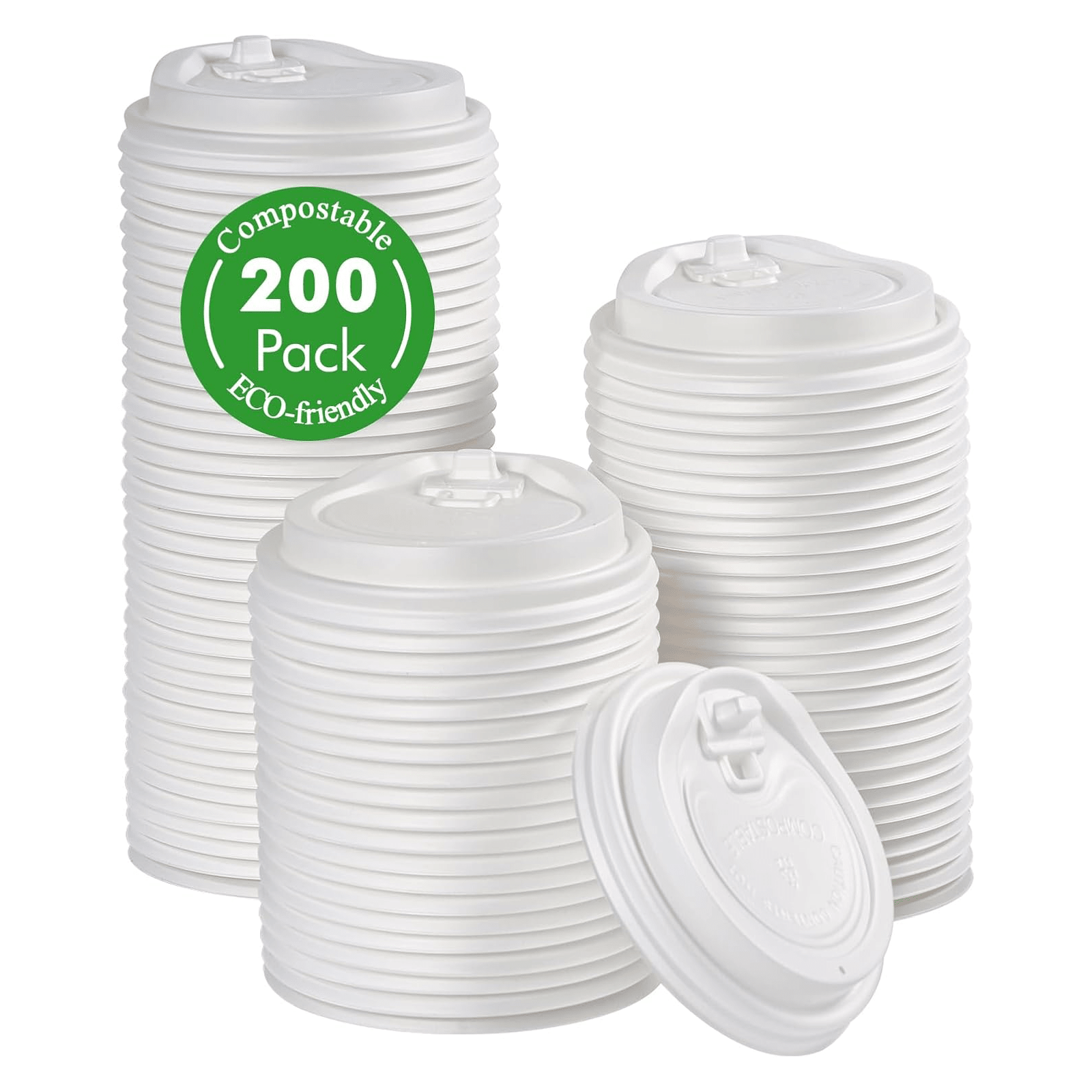 3.15 in Disposable Leak - Proof CPLA Cup Lid｜8oz Fit, Compostable - ECO - Lipak