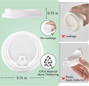 3.15 in Disposable Leak - Proof CPLA Cup Lid｜8oz Fit, Compostable - ECO - Lipak