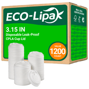 3.15 in Disposable Leak - Proof CPLA Cup Lid｜8oz Fit, Compostable - ECO - Lipak