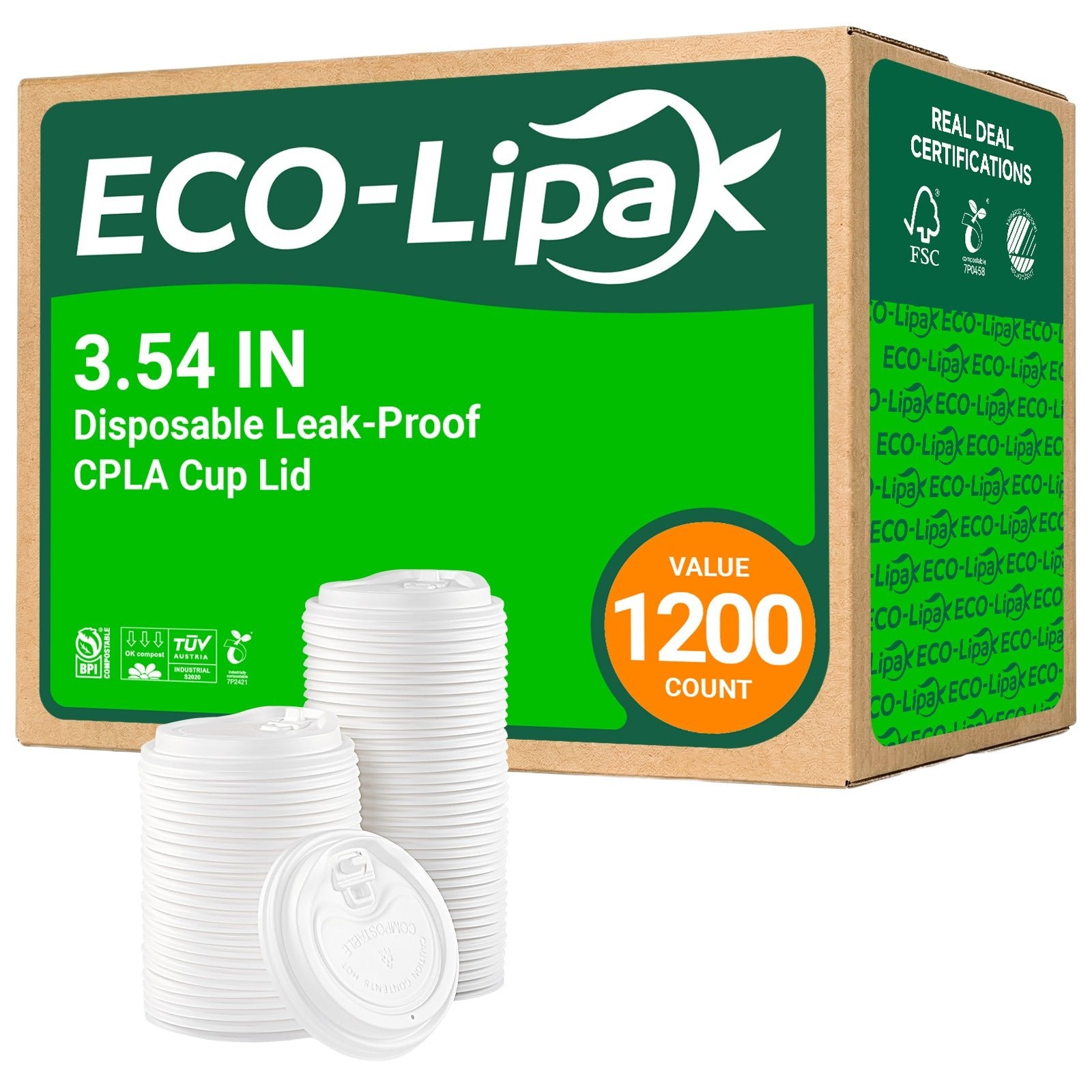 3.54 in Disposable Leak - Proof CPLA Cup Lid｜Universal Fit, Compostable - ECOlipak