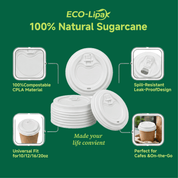 3.54 in Disposable Leak - Proof CPLA Cup Lid｜Universal Fit, Compostable - ECO - Lipak