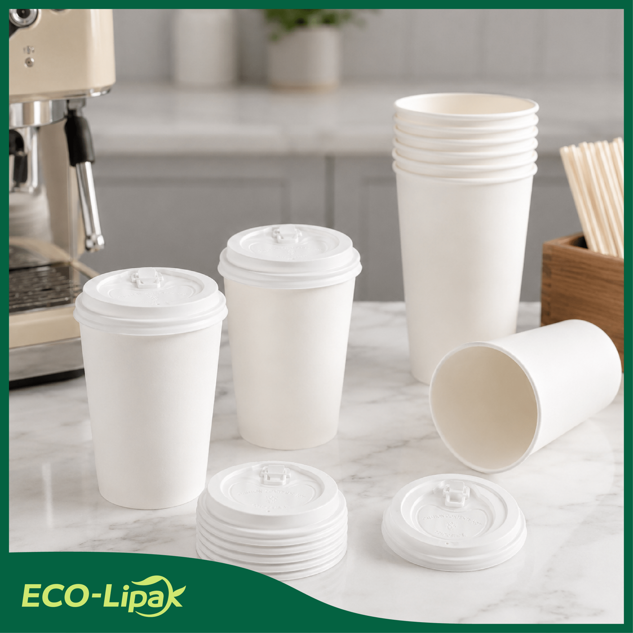 3.54 in Disposable Leak - Proof CPLA Cup Lid｜Universal Fit, Compostable - ECO - Lipak