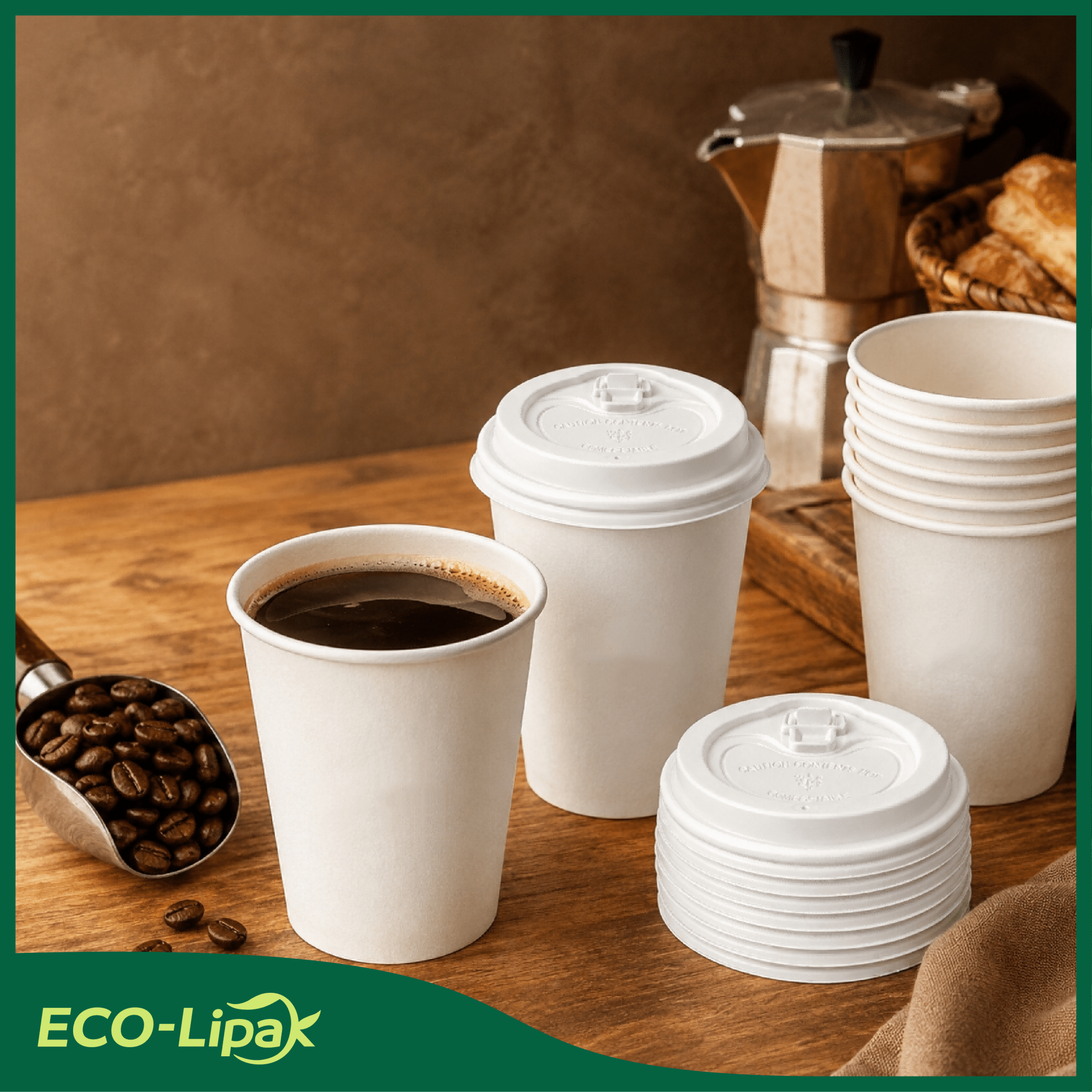 3.54 in Disposable Leak - Proof CPLA Cup Lid｜Universal Fit, Compostable - ECO - Lipak