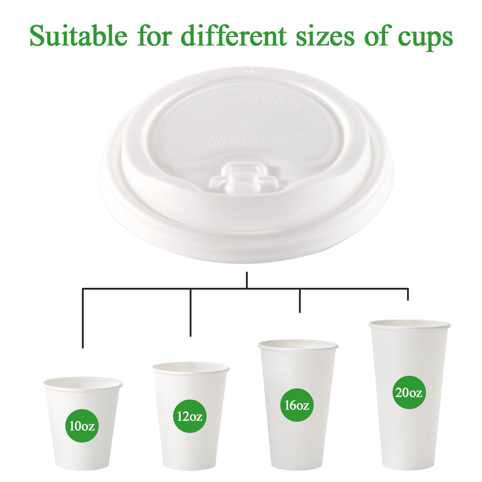 3.54 in Disposable Leak - Proof CPLA Cup Lid｜Universal Fit, Compostable - ECOlipak
