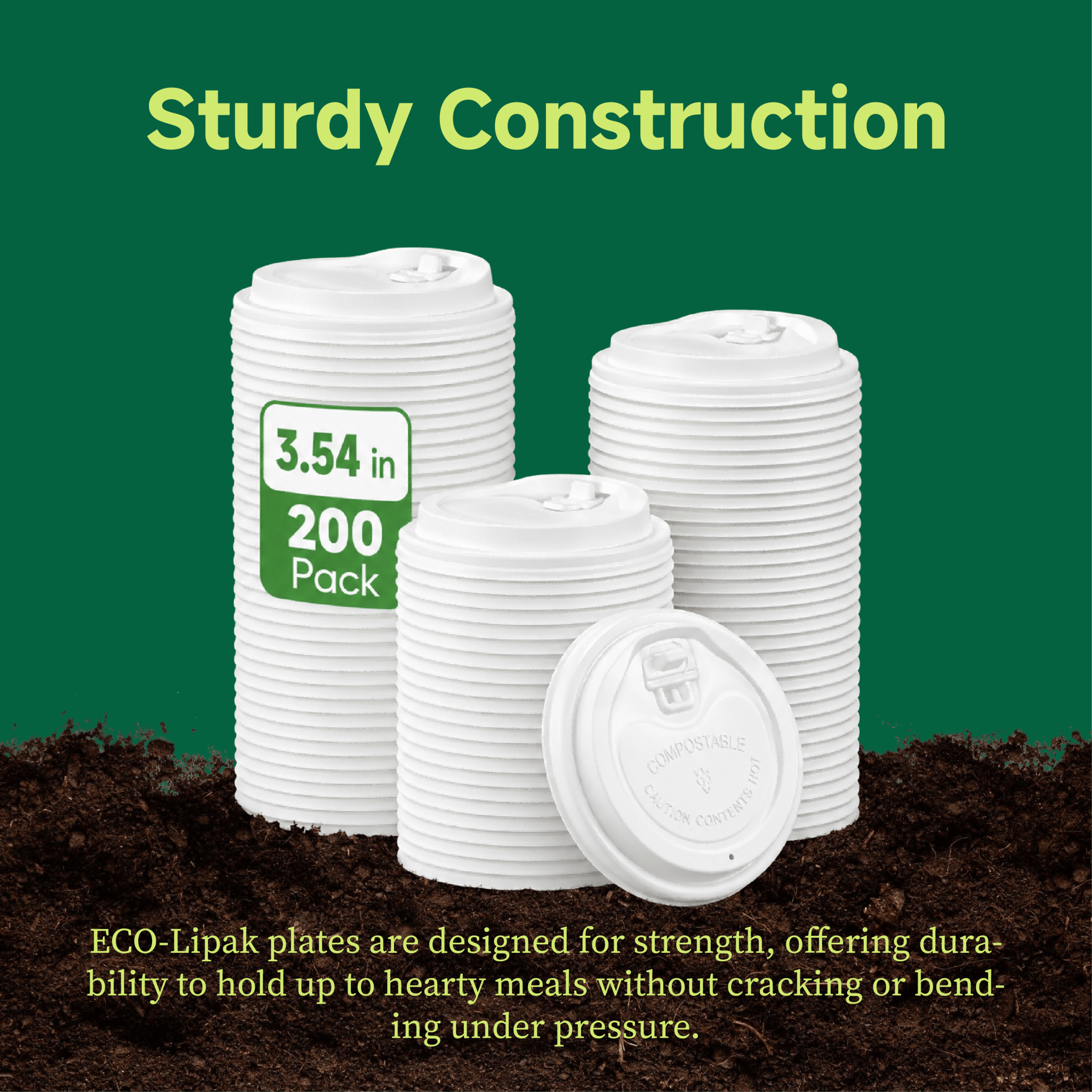 3.54 in Disposable Leak - Proof CPLA Cup Lid｜Universal Fit, Compostable - ECO - Lipak