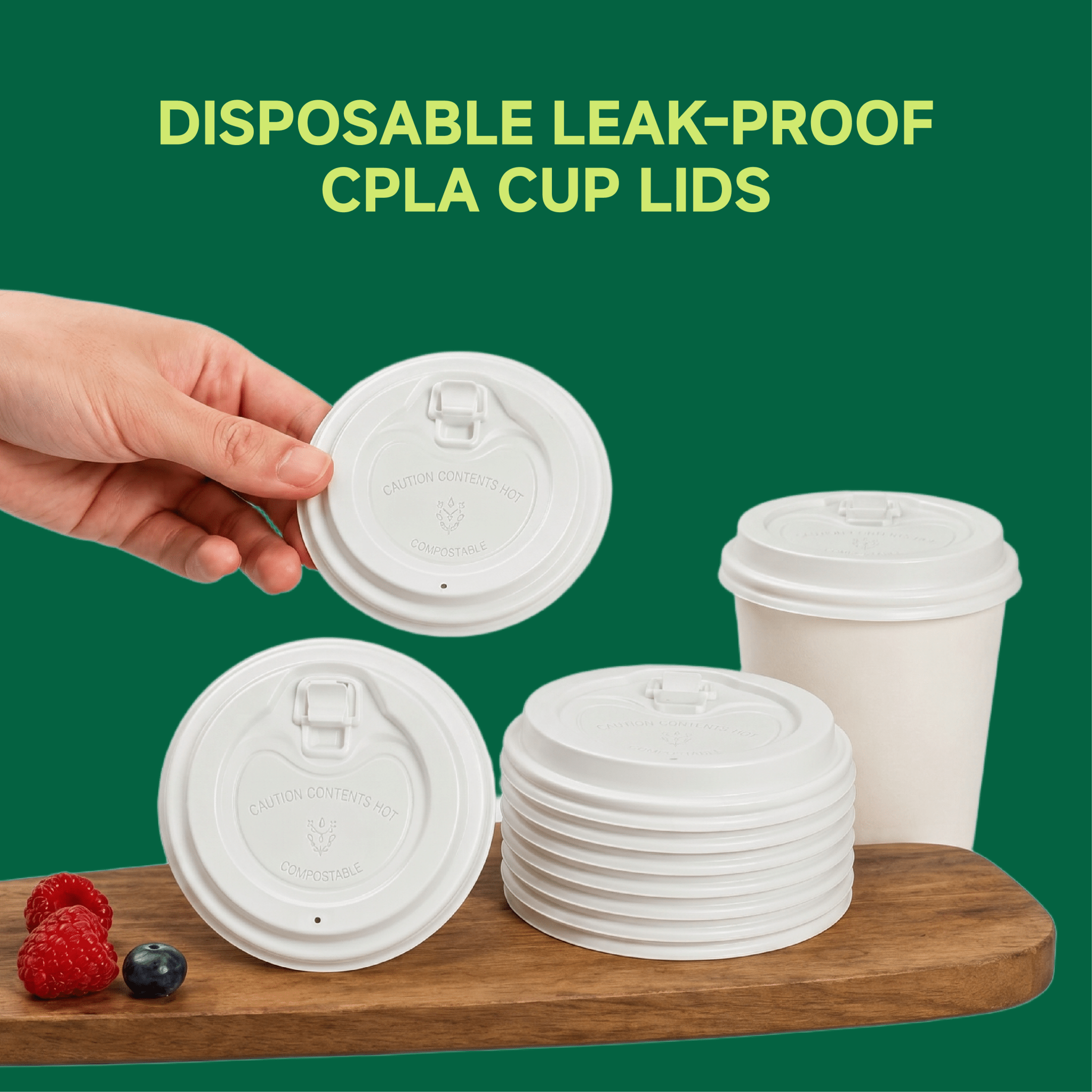 3.54 in Disposable Leak - Proof CPLA Cup Lid｜Universal Fit, Compostable - ECO - Lipak