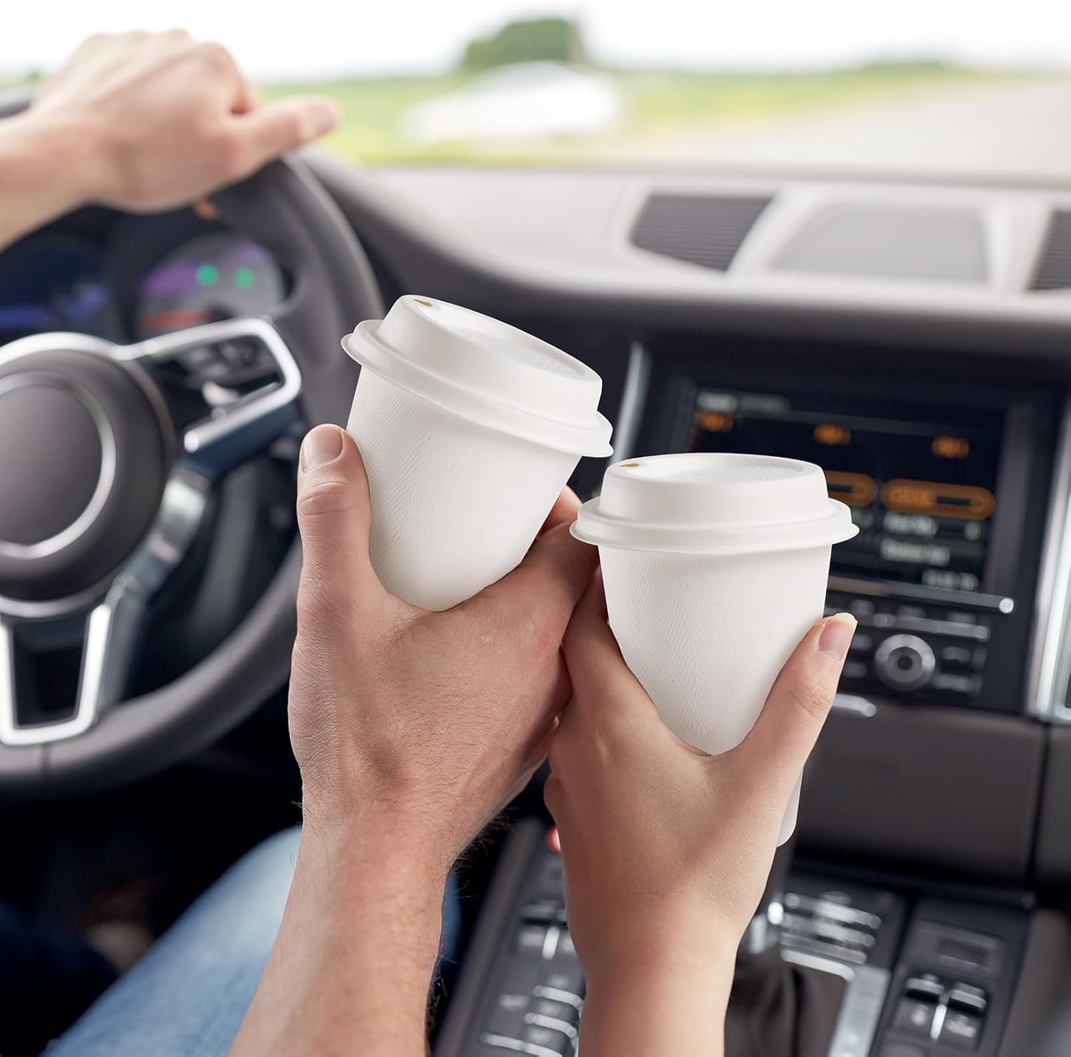 3.54in Disposable Leak - Proof Sugarcane Cup Lid｜Universal Fit, Compostable - ECO - Lipak