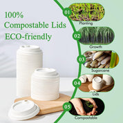 3.54in Disposable Leak - Proof Sugarcane Cup Lid｜Universal Fit, Compostable - ECO - Lipak