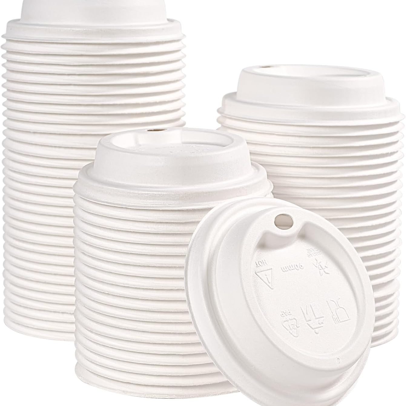 3.54in Disposable Leak - Proof Sugarcane Cup Lid｜Universal Fit, Compostable - ECO - Lipak