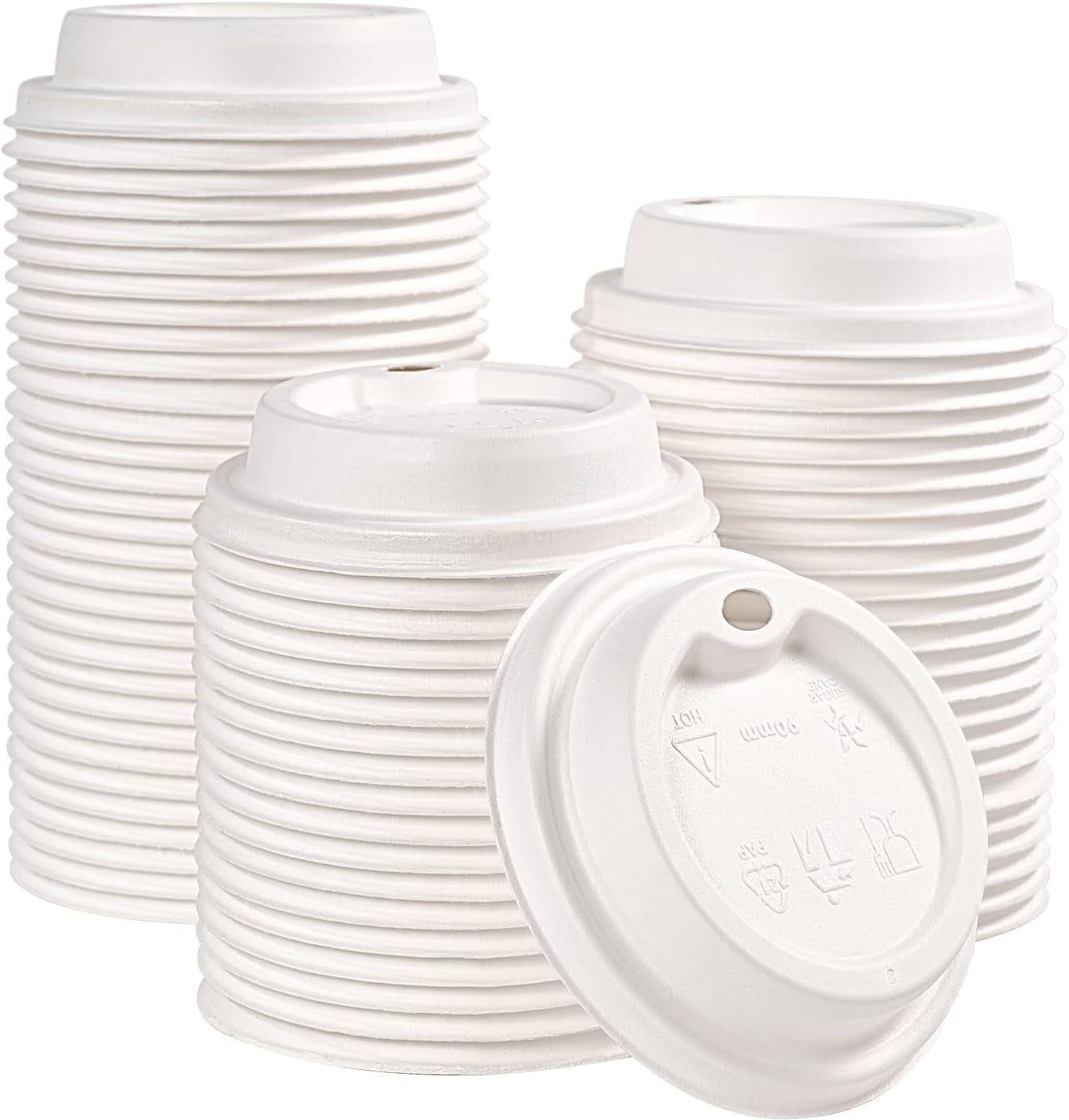 3.54in Disposable Leak - Proof Sugarcane Cup Lid｜Universal Fit, Compostable - ECO - Lipak
