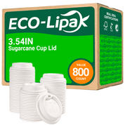 3.54in Disposable Leak - Proof Sugarcane Cup Lid｜Universal Fit, Compostable - ECO - Lipak